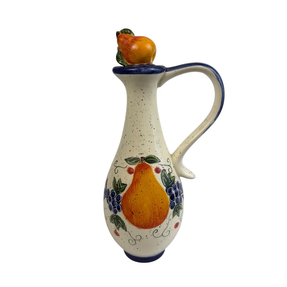 Harry and David Julie Ueland Ceramic Pear Fruit Cruet Decanter with Stopper 2001